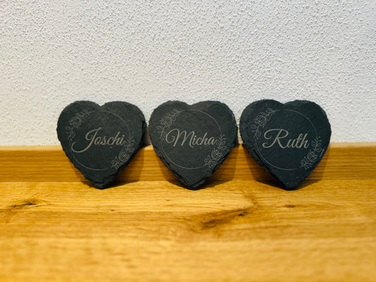 Schieferuntersetzer herzförmig