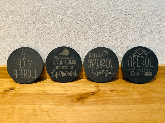 Schieferuntersetzer Set „Aperol“